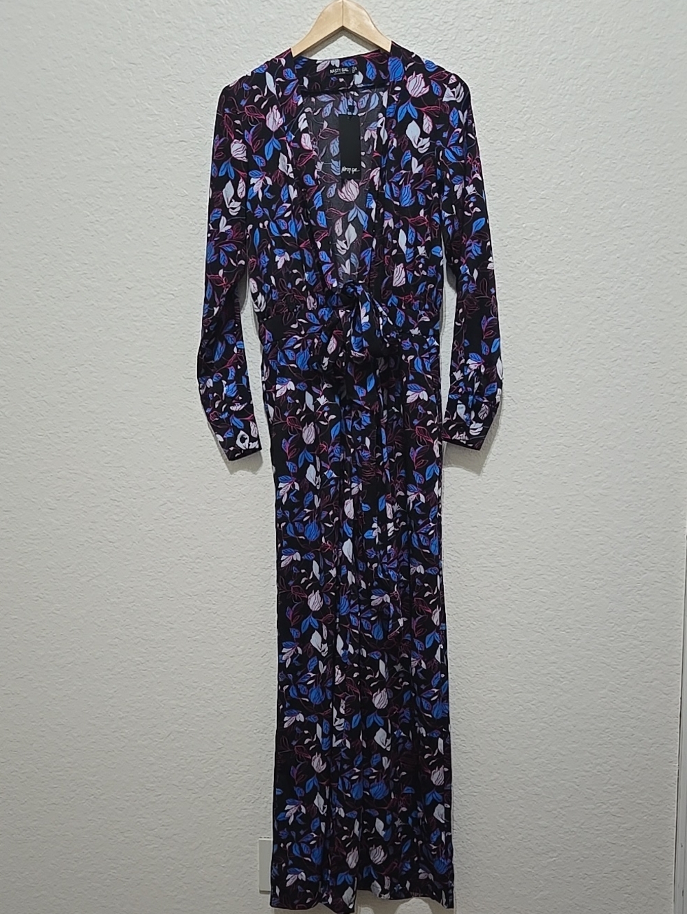Nasty Gal Printed Drape Wide Leg Jumpsuit Multicolor.